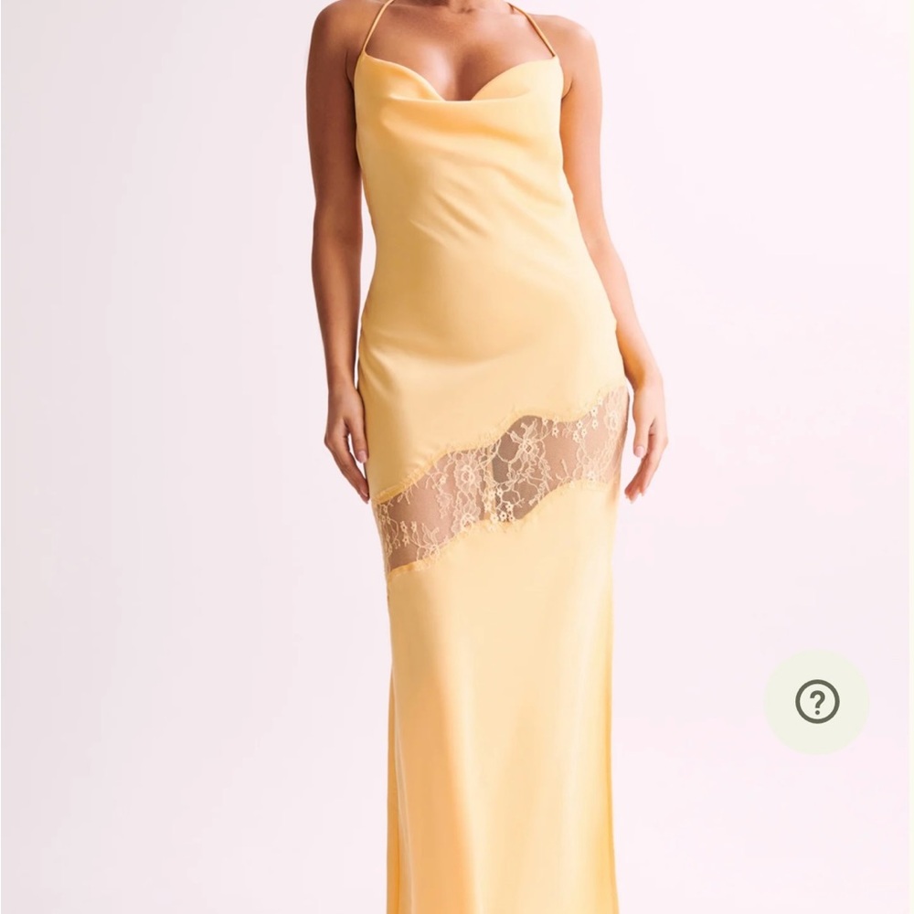 MESHKI S Chandra dress Lace Detail Satin Maxi Dress - Lemon